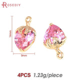 4PCS 18K Brass Zircon Strawberry Charms Pendants DIY Jewelry Making