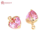 4PCS 18K Brass Zircon Strawberry Charms Pendants DIY Jewelry Making