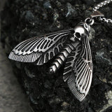Vintage Gothic Death Moth Necklace Punk Stainless Steel