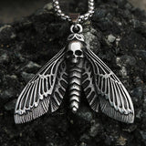 Vintage Gothic Death Moth Necklace Punk Stainless Steel