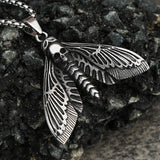 Vintage Gothic Death Moth Necklace Punk Stainless Steel