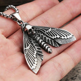 Vintage Gothic Death Moth Necklace Punk Stainless Steel