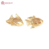 6PCS 18K Brass Fish Charms Pendants Jewelry Making Accessories