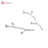 6PCS 18K Brass Flower Branch Charms Pendants for Diy Jewelry Making