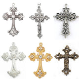 Alloy Rhinestone Big Cross Pendants for Jewelry Making
