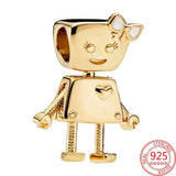 925 Silver Robot Cat Charm for Bracelet Bangle