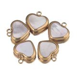 5pcs Heart Charms Pendants with Shell for DIY Jewelry Making