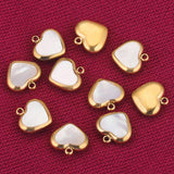 5pcs Heart Charms Pendants with Shell for DIY Jewelry Making