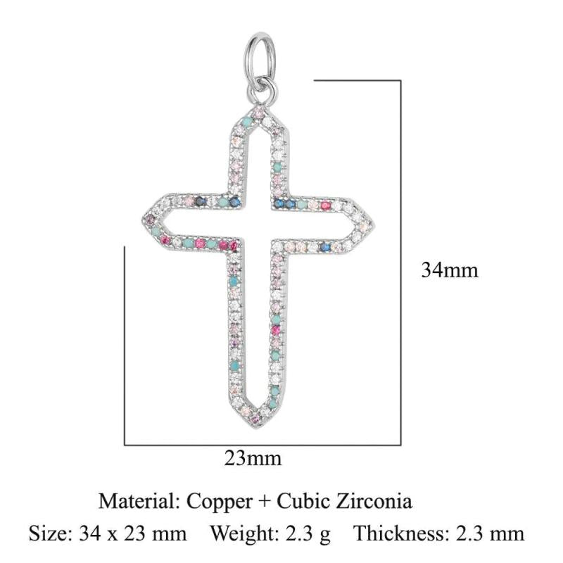3pcs Copper CZ Cross Life Tree DIY Pendant Charms