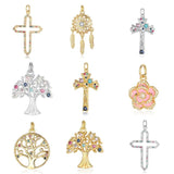 3pcs Copper CZ Cross Life Tree DIY Pendant Charms