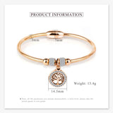 Hollow Tree Flower Bracelets Women Stainless Steel Crystal Charm Bracelets