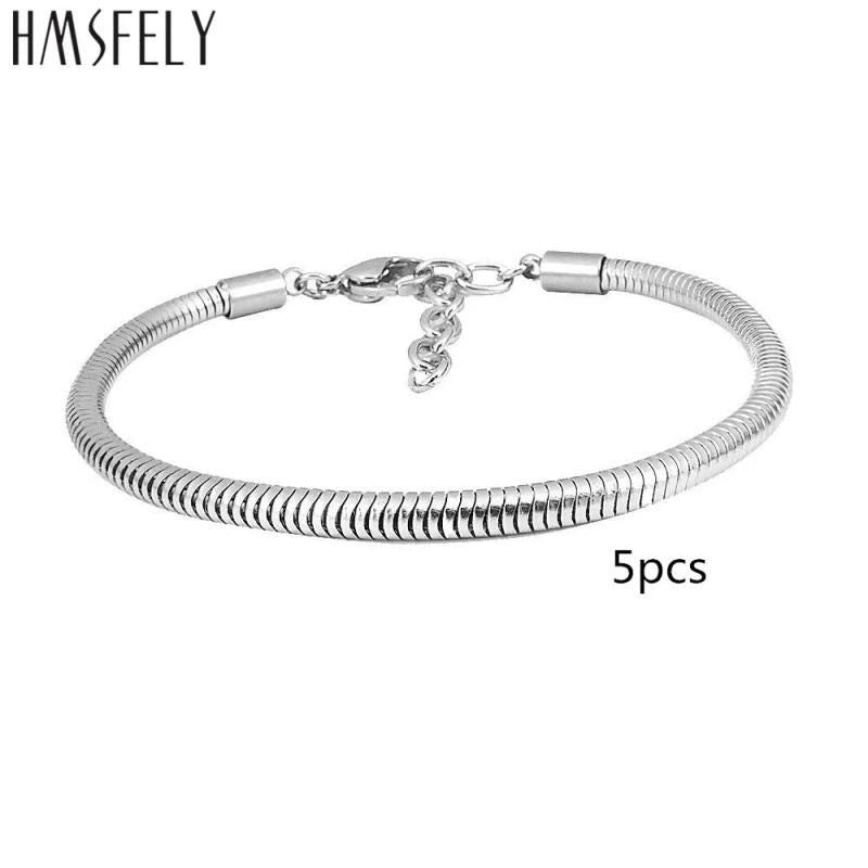 316L Titanium Stainless Steel Snake Chain Bracelet for Women 17+4cm