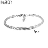 316L Titanium Stainless Steel Snake Chain Bracelet for Women 17+4cm