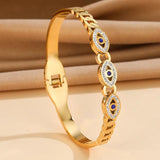Stainless Evil Devil Eye Charm Silver Bangle Wristband
