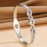 Stainless Evil Devil Eye Charm Silver Bangle Wristband