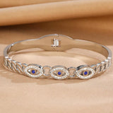 Stainless Evil Devil Eye Charm Silver Bangle Wristband