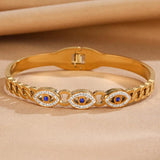 Stainless Evil Devil Eye Charm Silver Bangle Wristband
