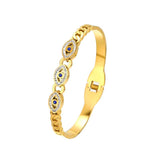 Stainless Evil Devil Eye Charm Silver Bangle Wristband