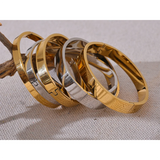 Stainless Steel Round Wide Bracelet Bangle Texture Silver Charm Jewelry