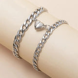 2Pcs/set Magnet Couple Bracelets Heart Attraction Bracelet Stainless Steel Charm