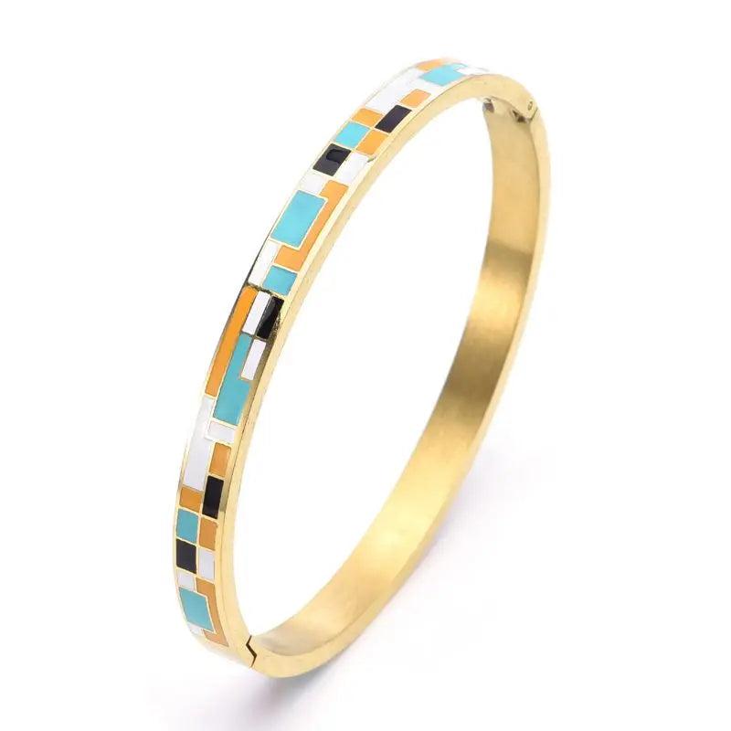 Enamel Stainless Steel Charm Bangles for Wedding Party