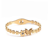 Sweet Flower Women Charm Cuff Bangles Stainless Steel Plating Bracelets
