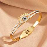 Stainless Steel Devil Eye Charm Bangle