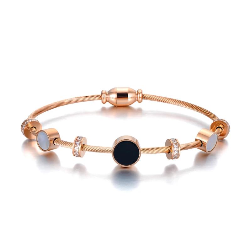 Stainless Steel Shell Charm Bracelet for Women CZ Chain Birthday Gift