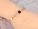 Stainless Steel Shell Charm Bracelet for Women CZ Chain Birthday Gift