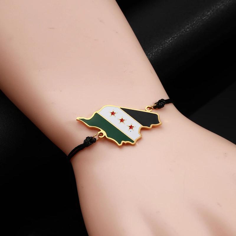 Syria Flag Map Charms Bracelet Syrian Jewelry