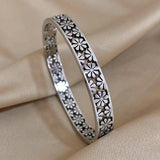 Hollow Daisy Steel Bracelet Bangle Charm Waterproof Wrist Jewelry