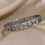 Hollow Daisy Steel Bracelet Bangle Charm Waterproof Wrist Jewelry