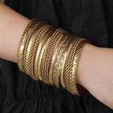 Gold-plated Vintage Bangle Bracelet For Women Multi-layer Charm Cuff