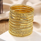 Gold-plated Vintage Bangle Bracelet For Women Multi-layer Charm Cuff