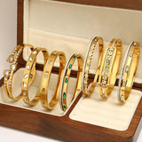Mixed Shaped CZ Charm Steel Bangles for Women Wedding Jewelry