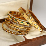 Mixed Shaped CZ Charm Steel Bangles for Women Wedding Jewelry