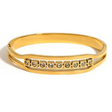 Mixed Shaped CZ Charm Steel Bangles for Women Wedding Jewelry