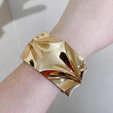 Silver Alloy Wide Cuff Bracelets for Women