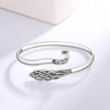 925 Silver Peacock Flaunting Tail Open Charms Bangle Women Sterling Jewelry