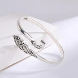 925 Silver Peacock Flaunting Tail Open Charms Bangle Women Sterling Jewelry