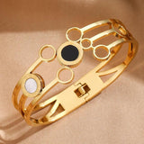 Stainless Steel Bangle with Roman Numerals Charms