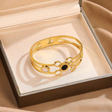 Stainless Steel Bangle with Roman Numerals Charms