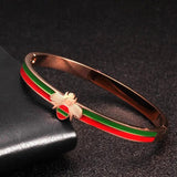Plated Bee Charm Bangle Wedding Party Cuff Bracelet