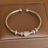 Classic Zirconia Letter Charm Bracelet 14K Plated Snake Bangle