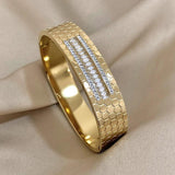 Zircon Charms Waterproof Bracelet Layered Wave Cuff Bangle