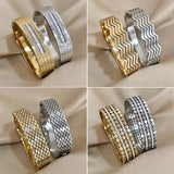 Zircon Charms Waterproof Bracelet Layered Wave Cuff Bangle