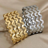 Zircon Charms Waterproof Bracelet Layered Wave Cuff Bangle