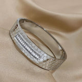 Zircon Charms Waterproof Bracelet Layered Wave Cuff Bangle