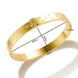 Stainless Steel Roman Numerals Charm Bracelet for Women Plated Bangle