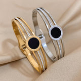 Roman Numerals Stainless Steel Bracelet 18K Plated Cuff Bangle
